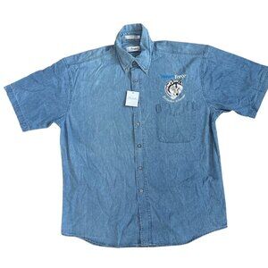 Forsyth Denim Shirt Mens Lrg Embroidered Wolf NatureForce Extinction is Forever
